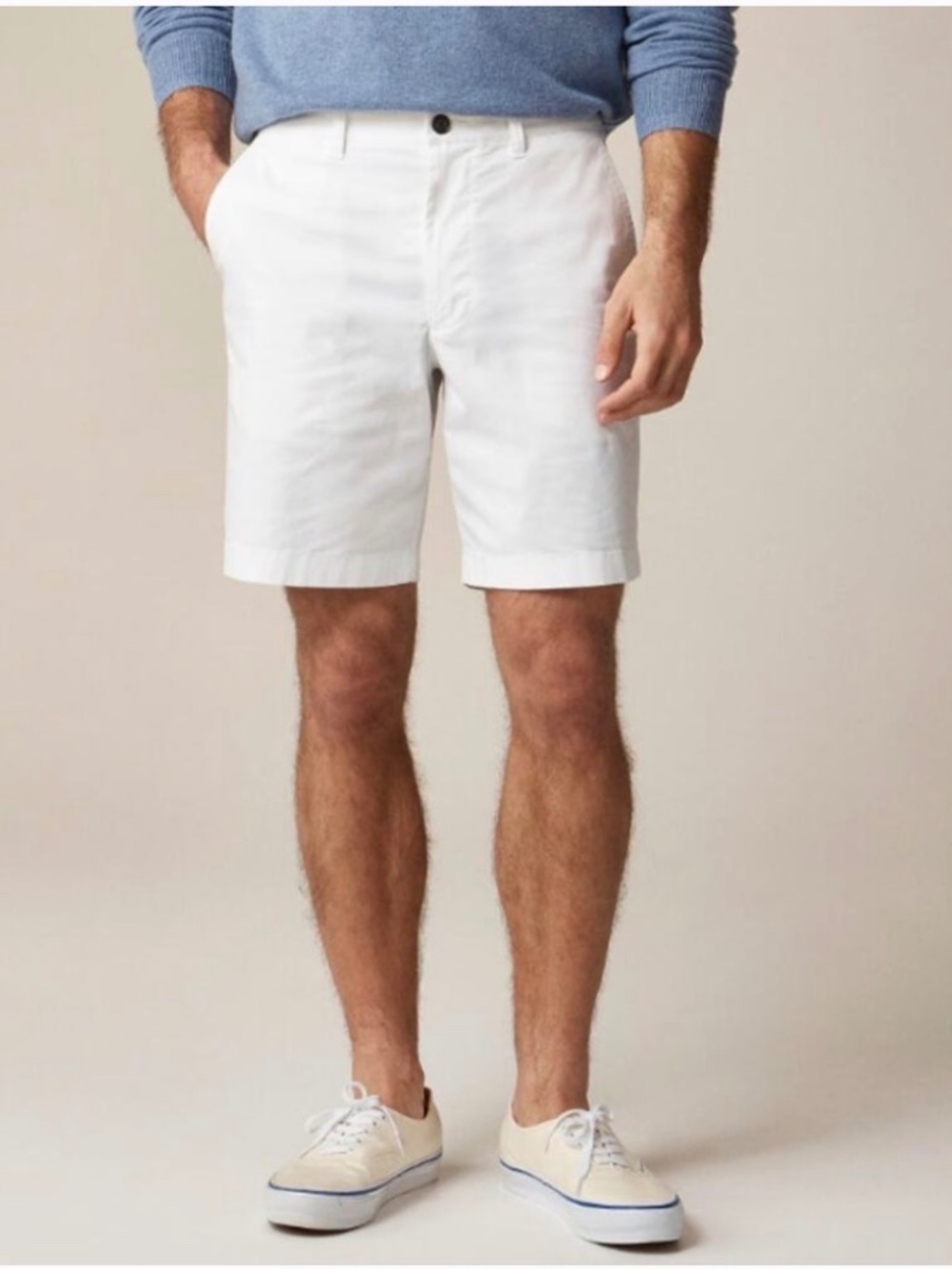 J.Crew Men's White Flat Front Portsider Stretch 9” Chino Shorts Size 33